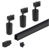 Lampy szynowe czarne 3x oprawa PIVOT + szynoprzewód 1,5 m 3-fazowy
