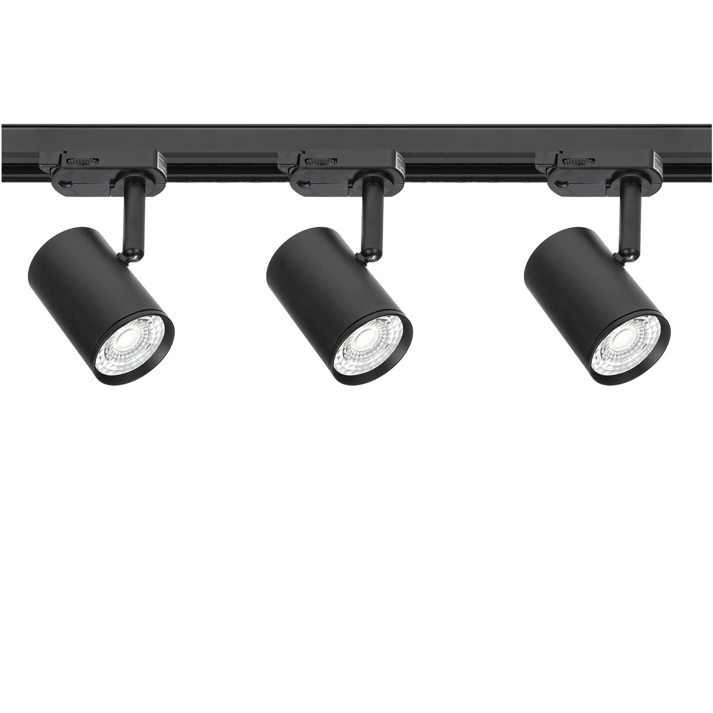 Reflektory-sufitowe-na-szynie-czarne-3x-oprawa-PIVOT-MINI-+-szyna-1,5-m-3-fazowa