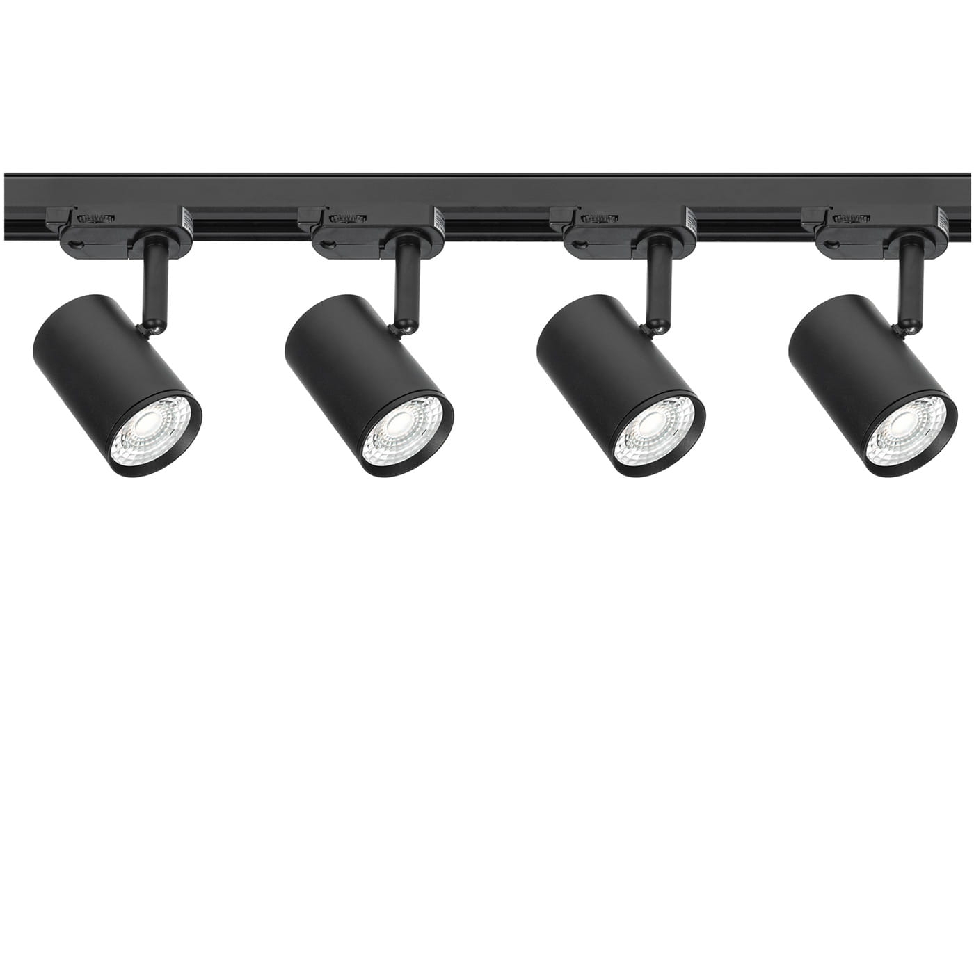 Oświetlenie szynowe 3 fazowe czarne zestaw 4 x oprawa PIVOT MINI + 2x szyna 1m