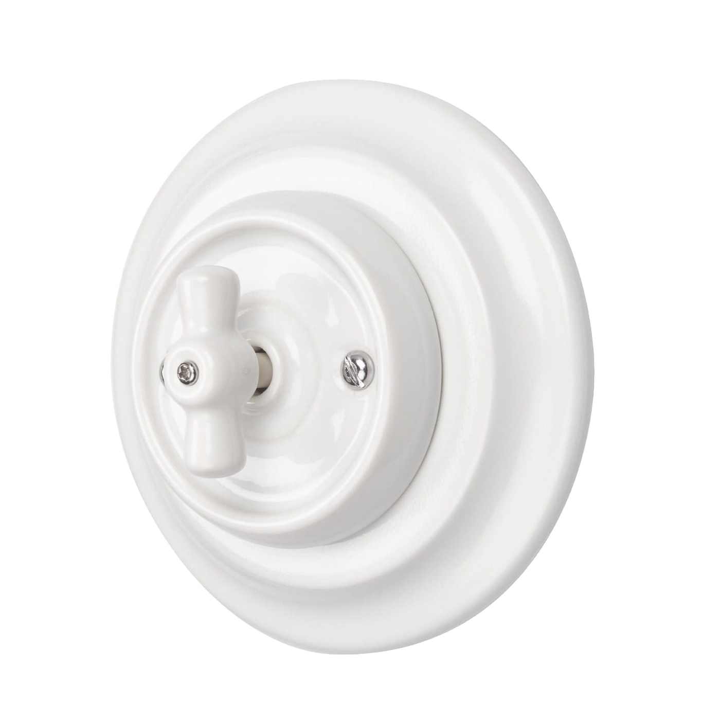 Retro włącznik loft biały podtynkowy ceramiczny obrotowy schodowy