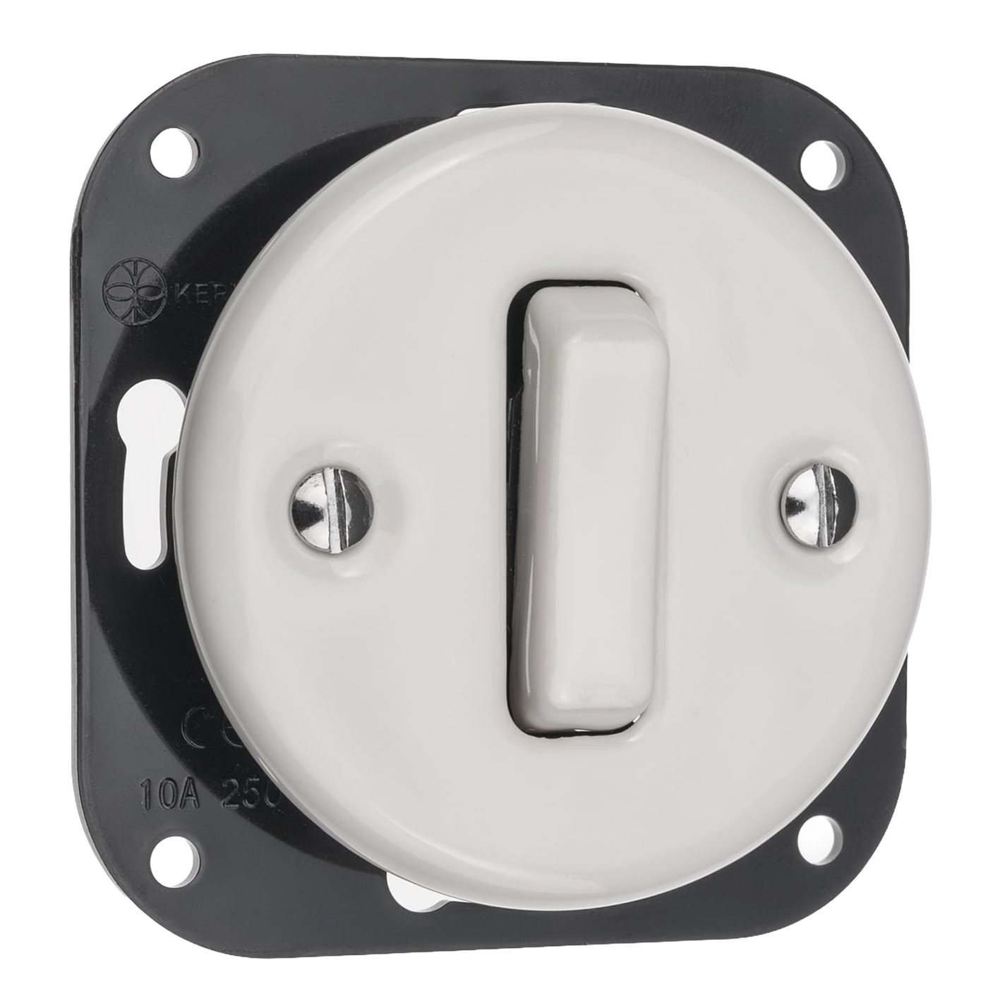 Włącznik ceramiczny retro biały do ramki