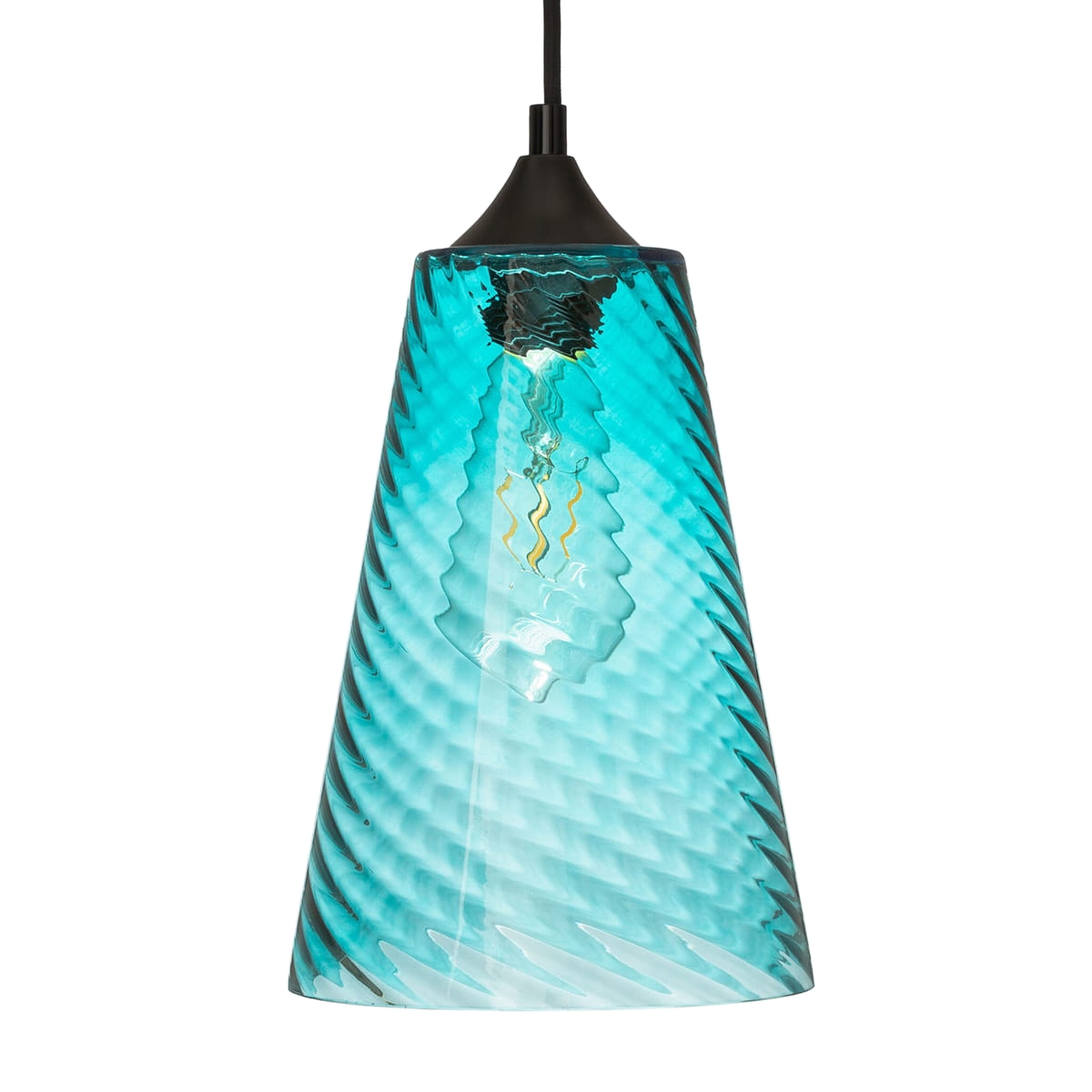 Lampa wisząca szklana stożek VELA niebieska