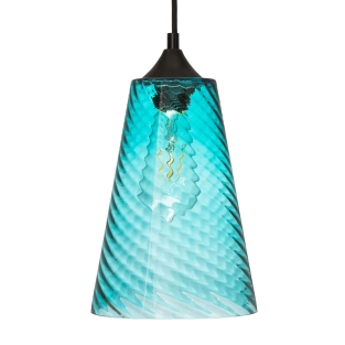 Lampa wisząca szklana stożek VELA niebieska
