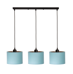 Lampa wisząca potrójna błękitno złota Oro 3xE27
