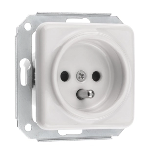 Gniazdko ceramiczne kwadratowe podtynkowe białe do ramki