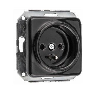 Gniazdko ceramiczne kwadratowe podtynkowe czarne do ramki