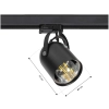 Lampa szynowa czarna PIVOT E27 3-fazowa wymiary
