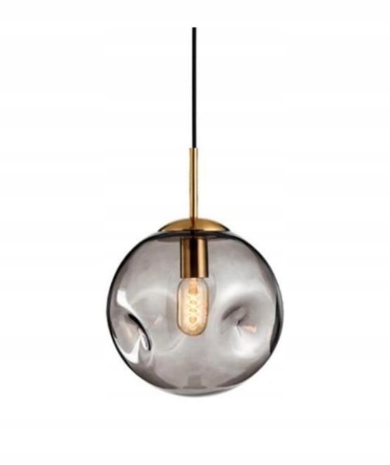Lampa wisząca szklana kula grafit połysk 25cm