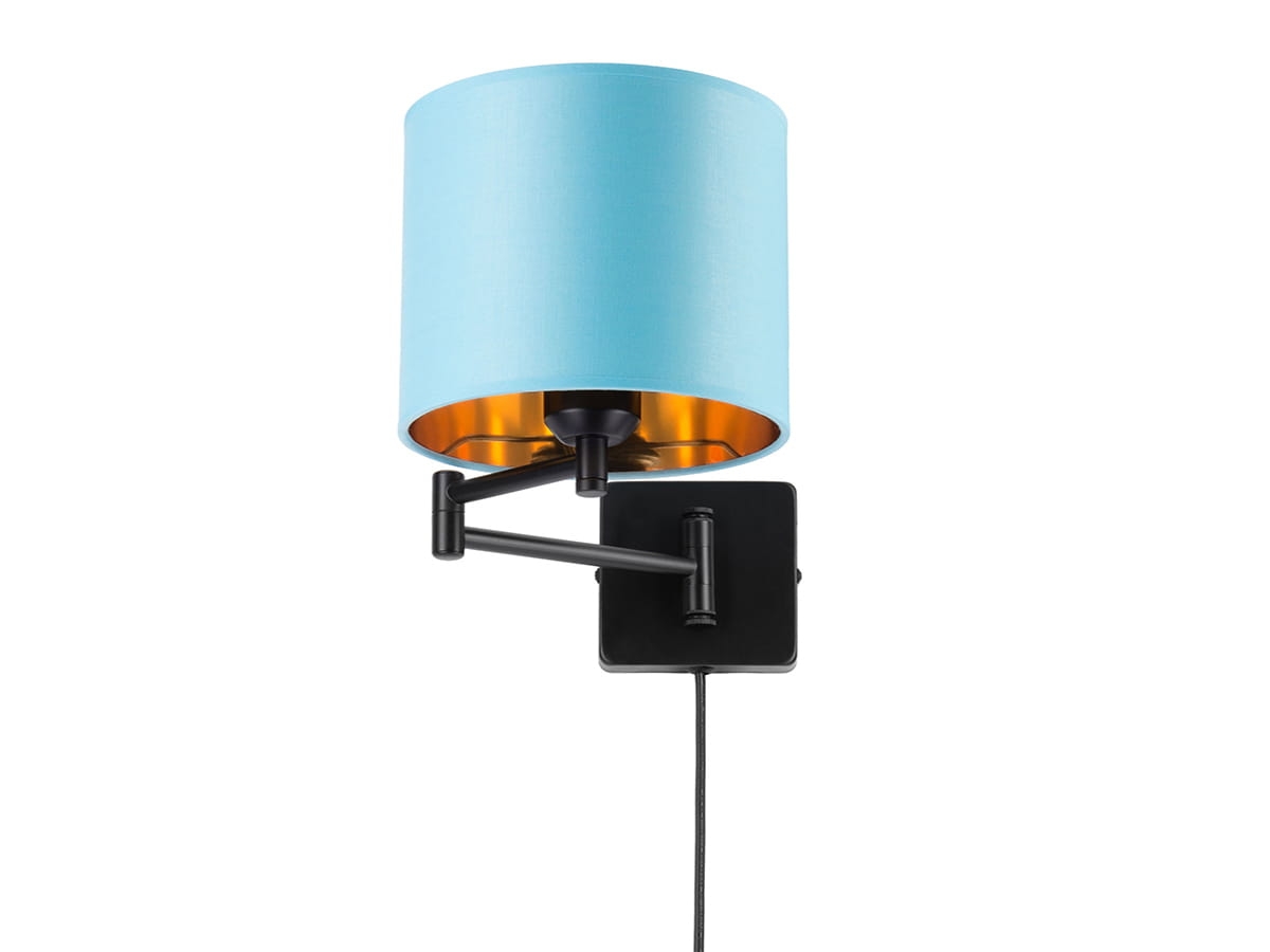 Kinkiet niebieski na wysięgniku kabel z wtyczką.jpg