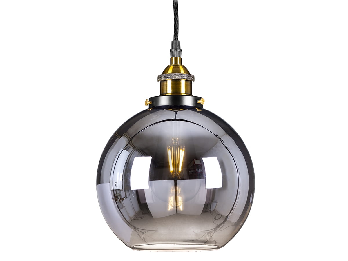 Lampa wisząca szklana kula grafit połysk 20cm