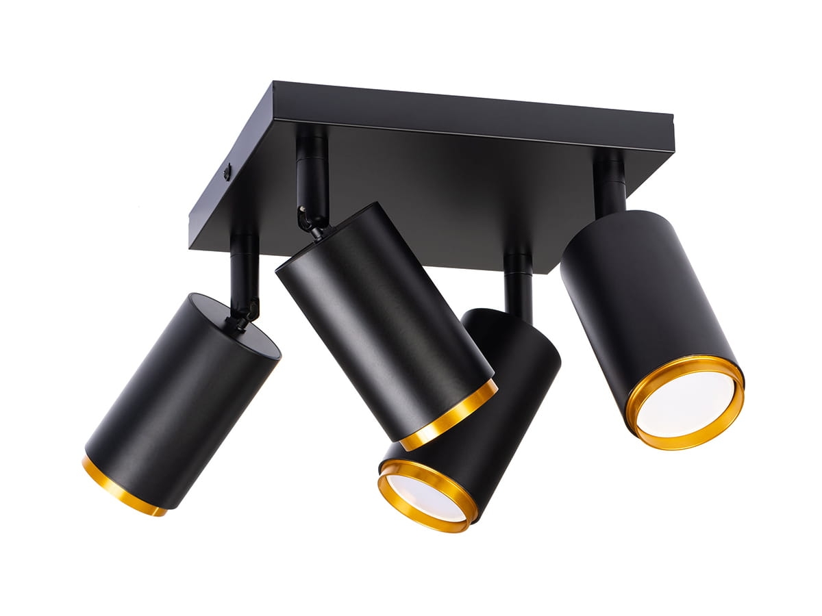 Lampa spot na 4 żarówki czarno-złota