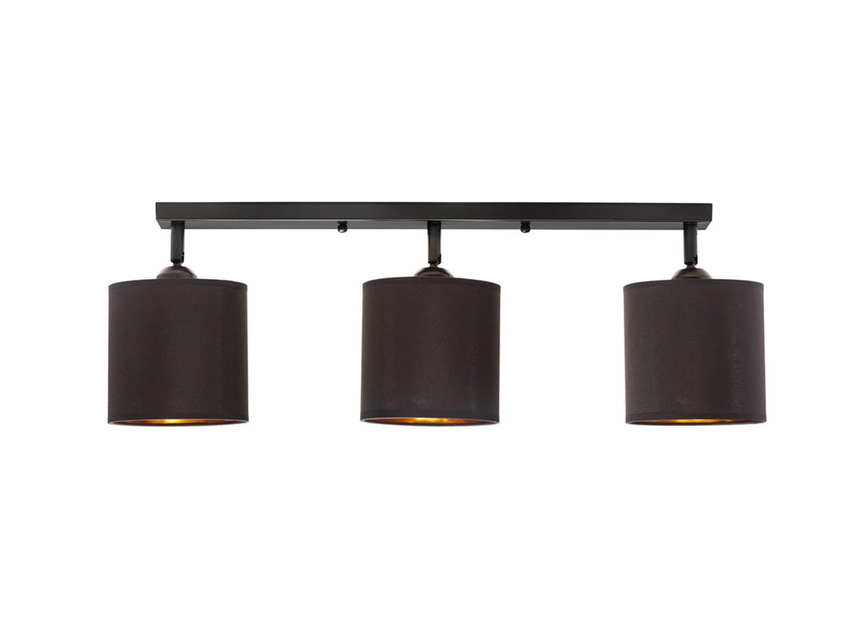 Lampa sufitowa potrójna abażur czarno złoty.jpg