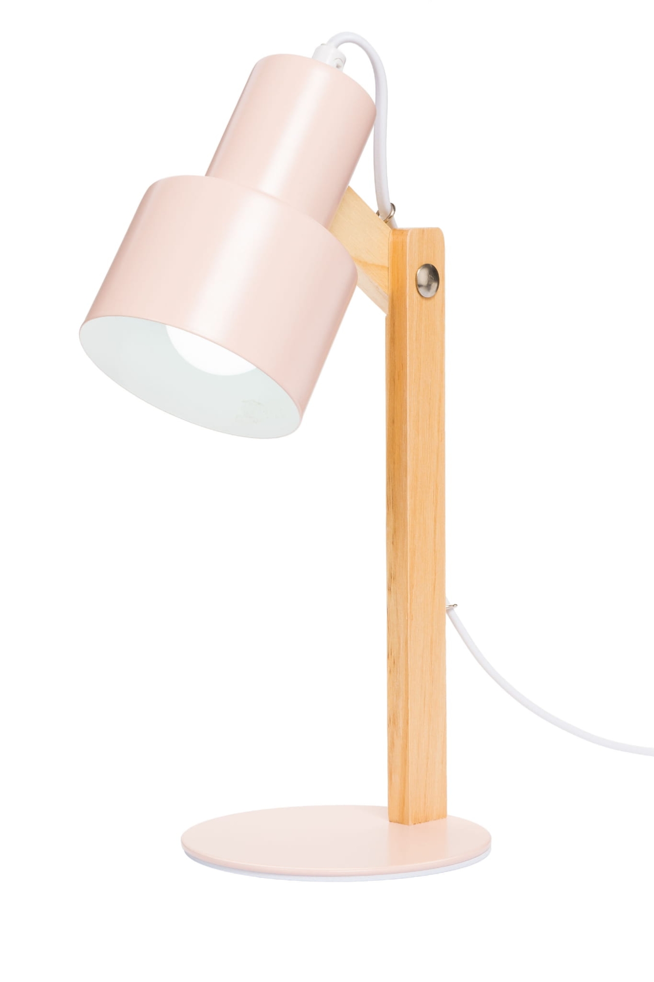 Lampka biurkowa różowa drewno E14