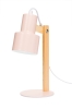 Różowa lampka na biurko E14 LED drewniana