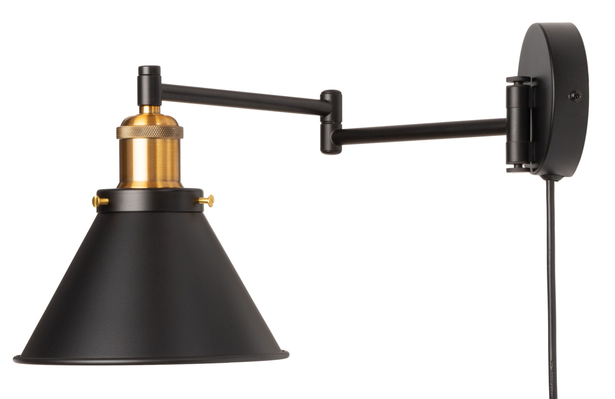 Kinkiet do kontaktu czarno złoty E27 na wysięgniku