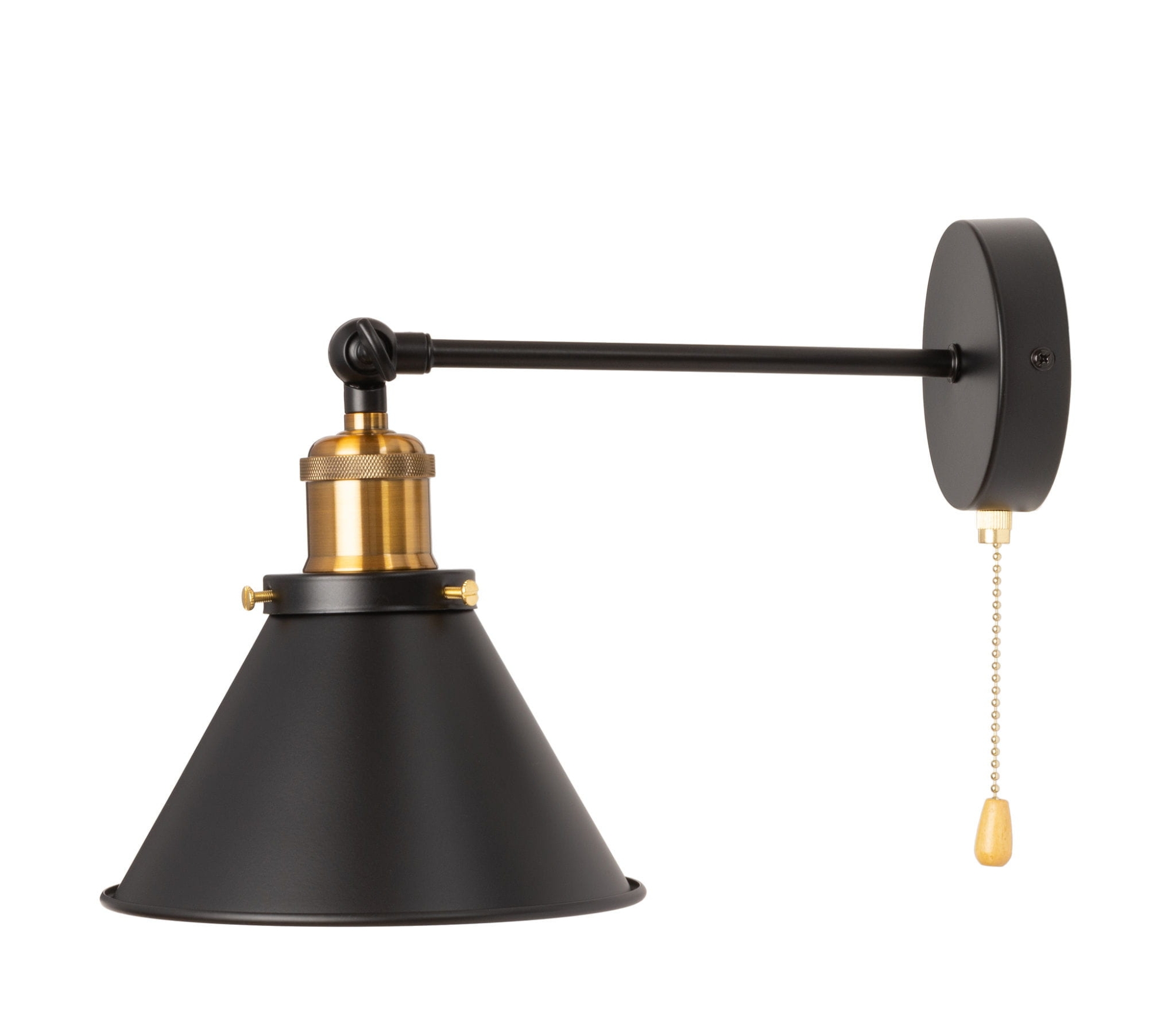 Kinkiet czarno złoty loft z łańcuszkiem 1xE27