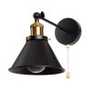 Kinkiet industrialny z łańcuszkiem czarno złoty