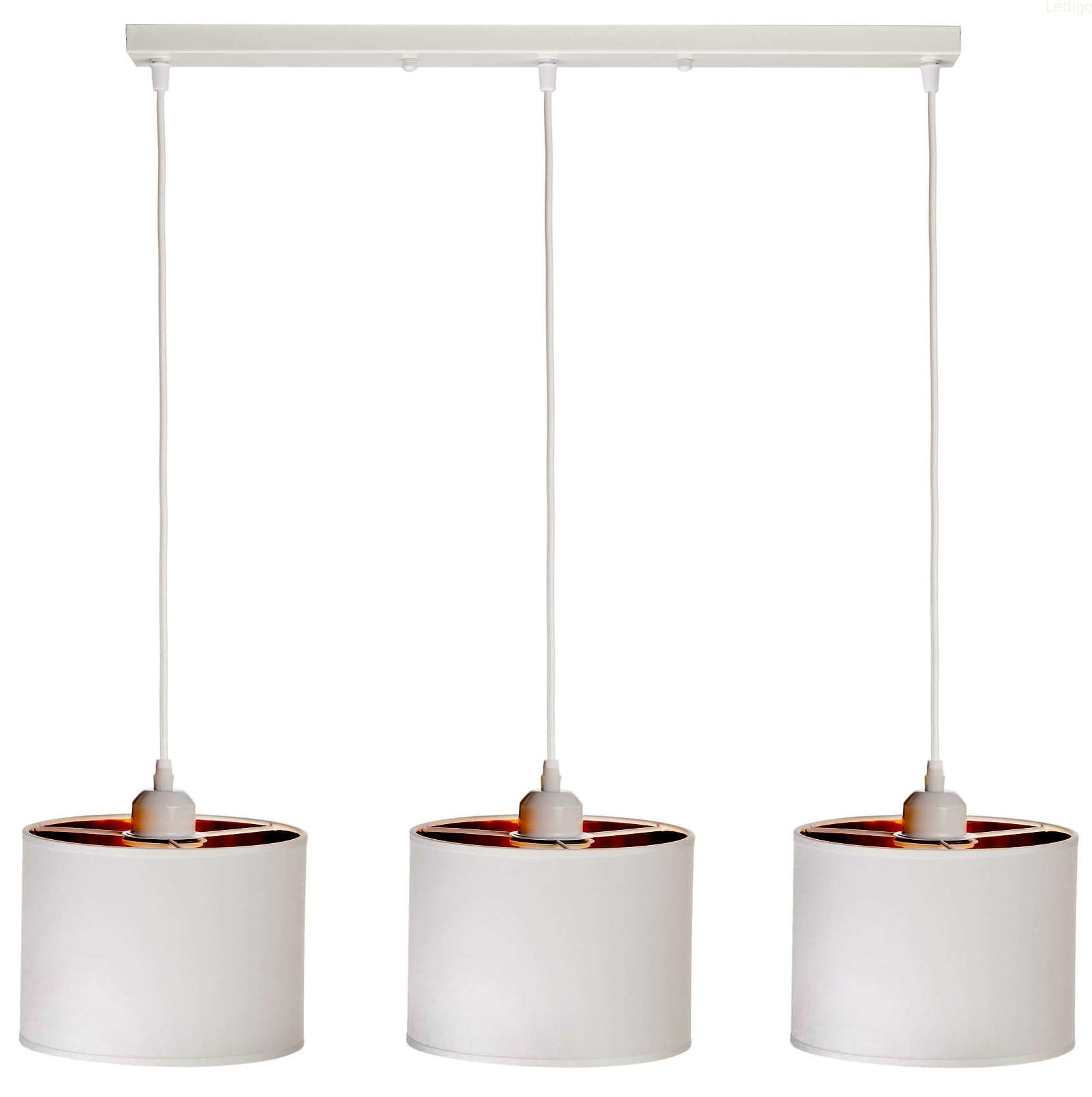 Lampa wisząca potrójna biało złota Oro 3xE27