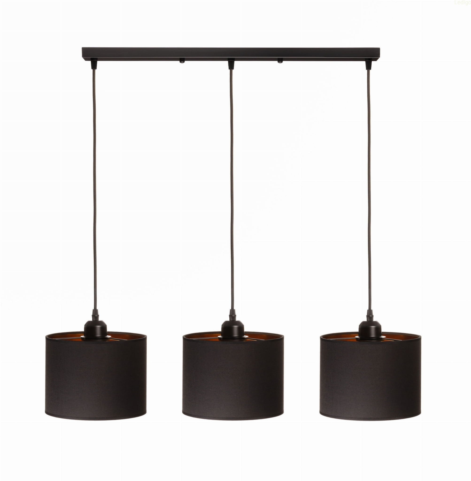 Lampa wisząca potrójna czarno złota Oro 3xE27