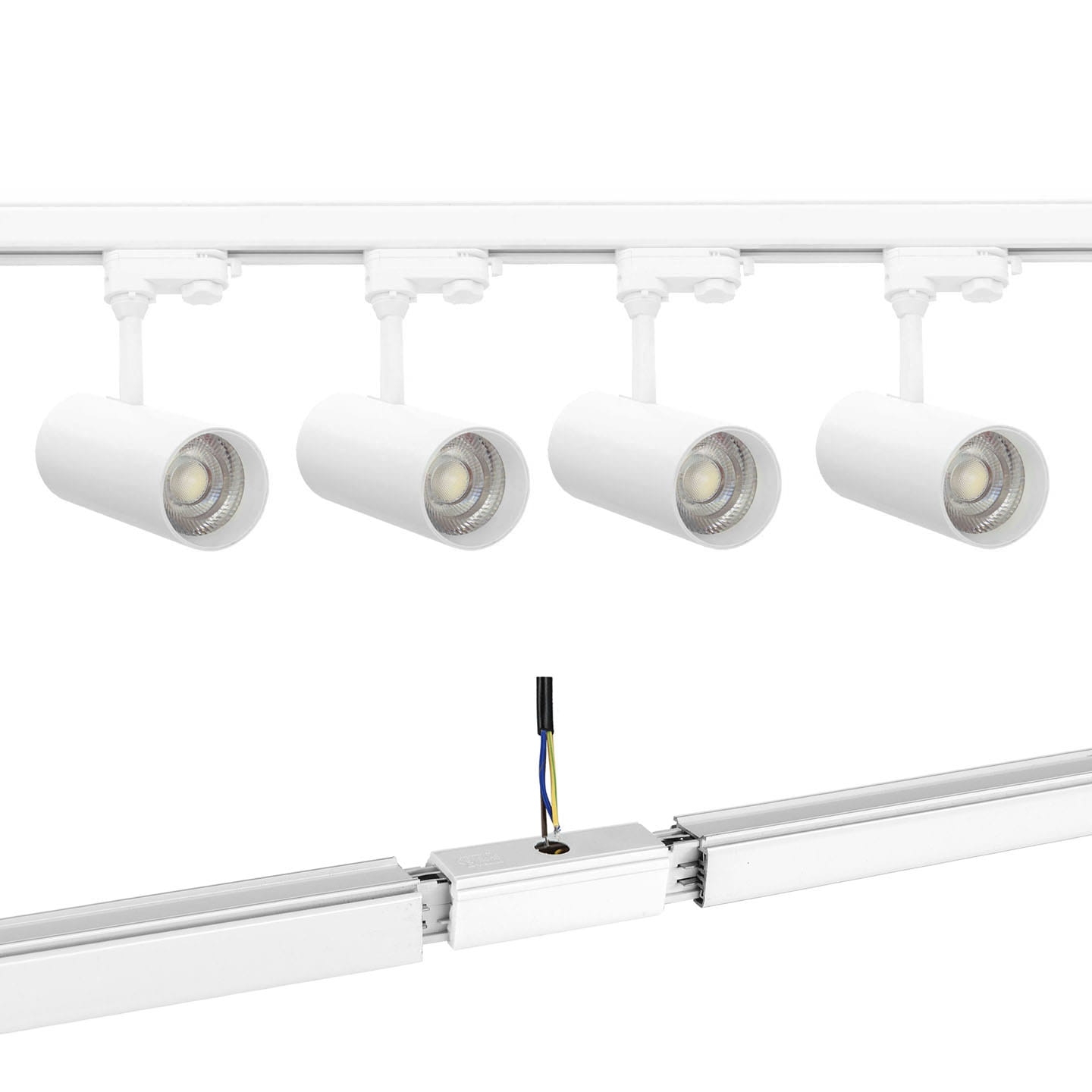 4 x reflektor trójfazowy 25W 4000K + 2 szyny 1m + łącznik