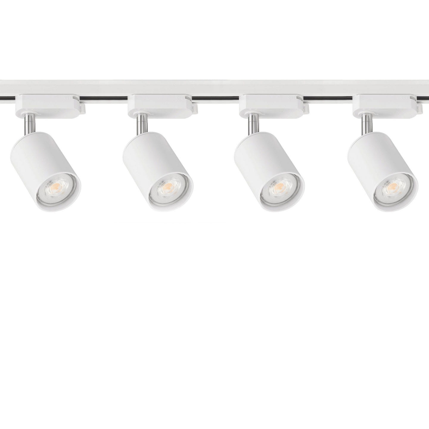 4 x Reflektor szynowy LED na żarówkę GU10 biały + dwie szyny 1 m + łącznik liniowy