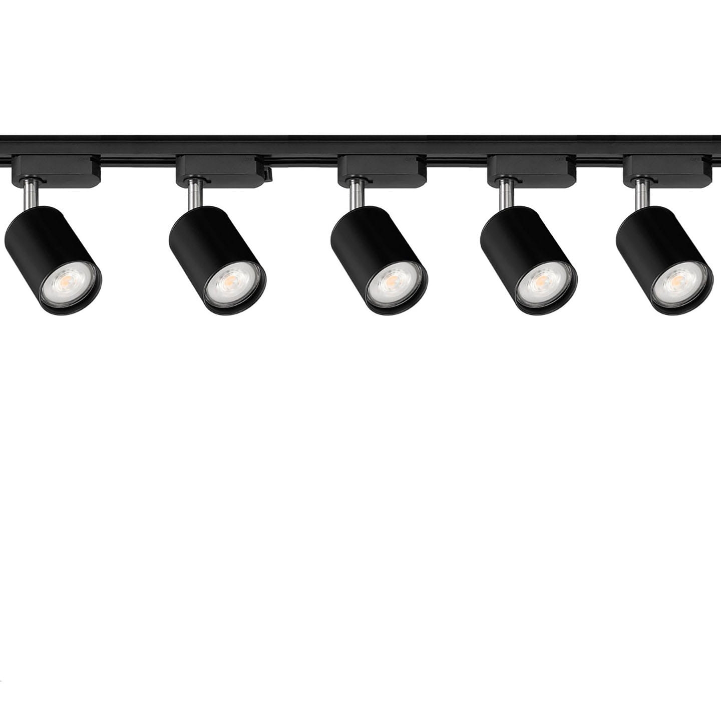 5 x Reflektor szynowy LED na żarówkę GU10 czarny + szyna 2m