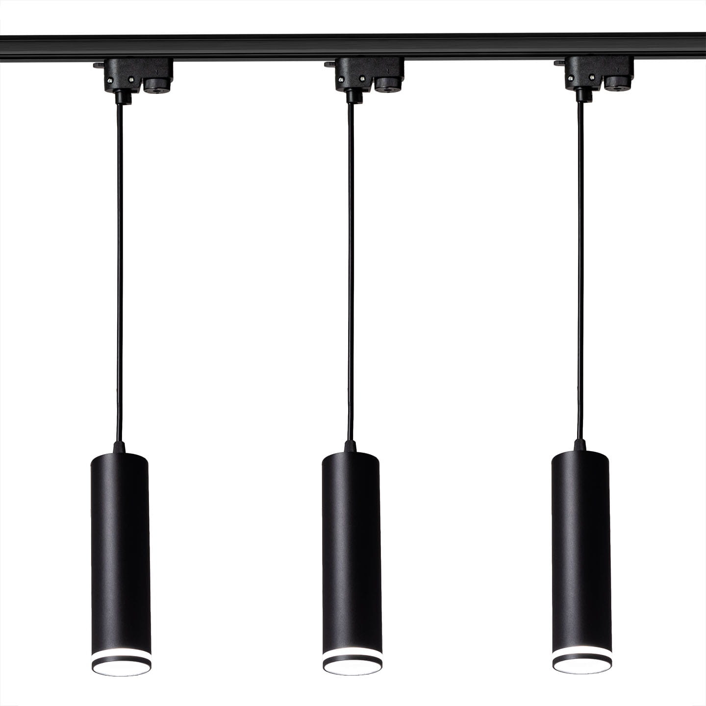 3x Lampa szynowa wisząca RING czarna GU10 1-fazowa + szynoprzewód 1,5m