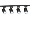 Zestaw 4x Lampa szynowa RING czarna 70mm szeroka GU10 + 2x szyna 1m + łącznik