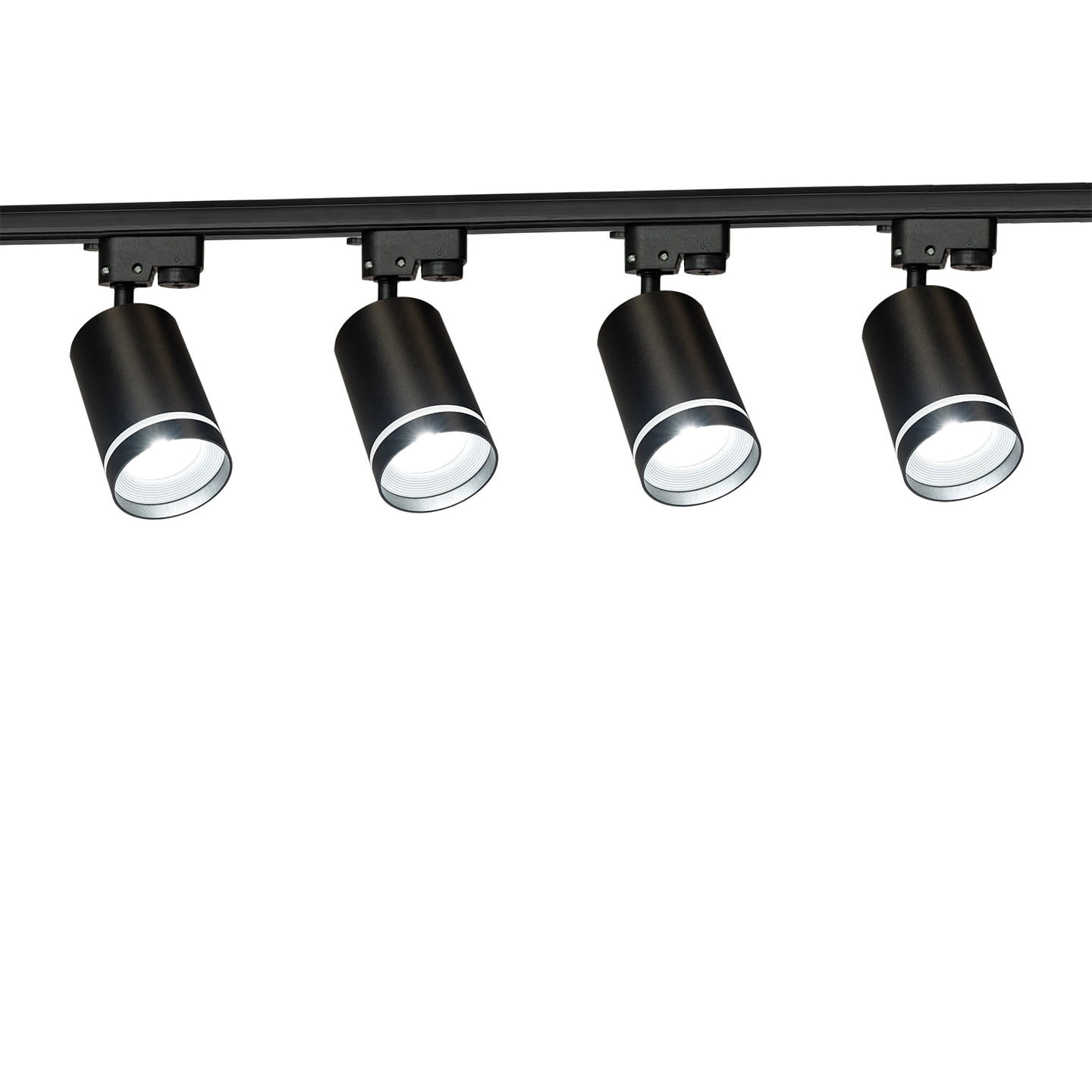 Zestaw 4x Lampa szynowa RING czarna 70mm szeroka GU10 + 2x szyna 1m + łącznik
