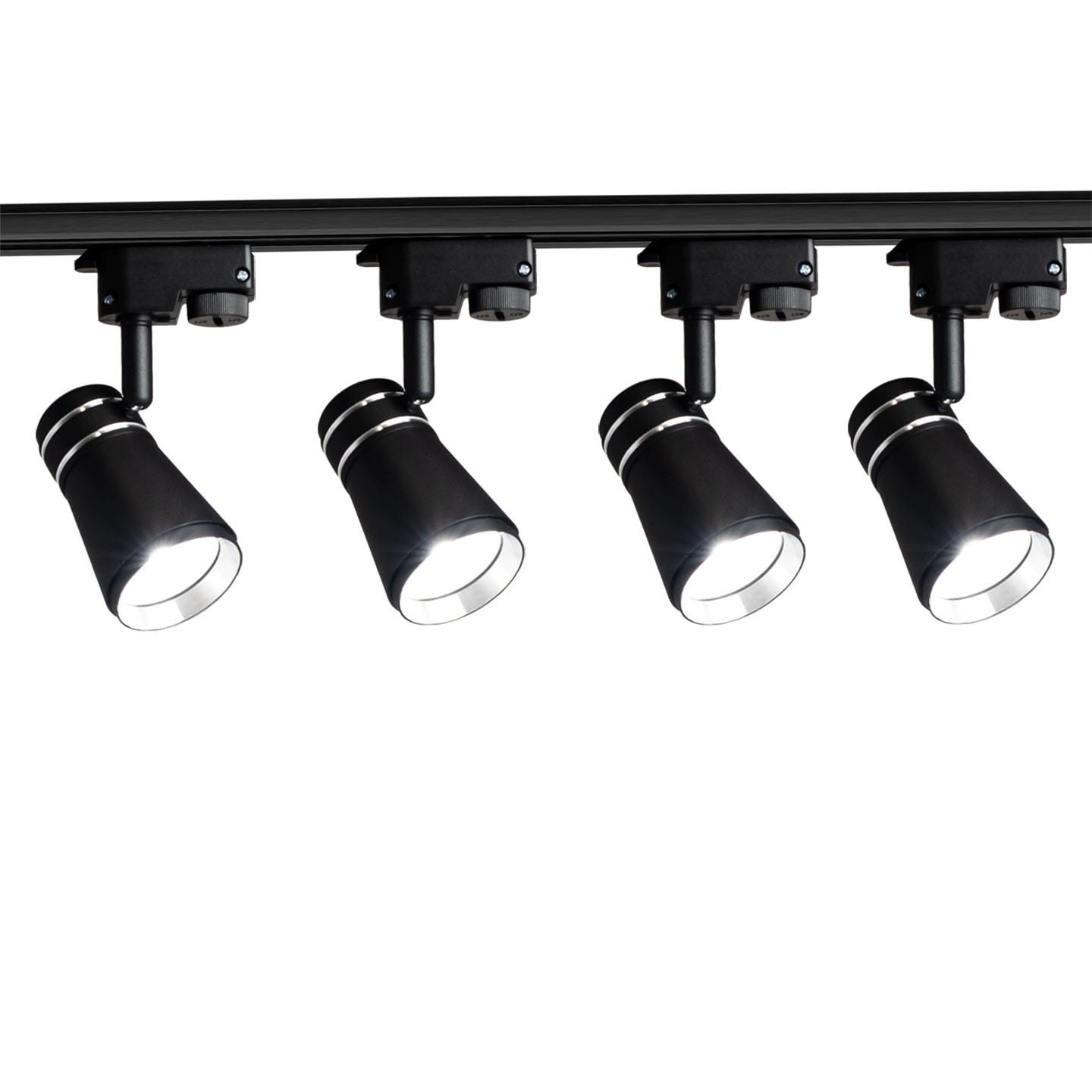 Zestaw 4x Lampa szynowa czarno srebrna SILVIO GU10 1-fazowa + 2x szyna 1m + łącznik