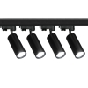 4 x Lampa szynowa czarna IDAR GU10 3-fazowa + dwie szyny 1 m + łącznik zasilający