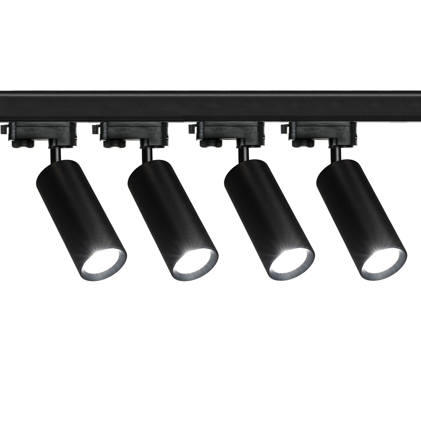 4 x Lampa szynowa czarna IDAR GU10 3-fazowa + dwie szyny 1 m + łącznik zasilający