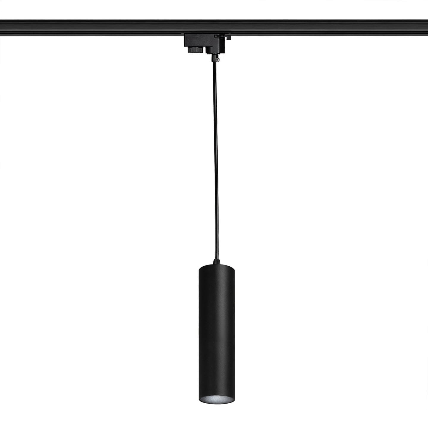 Lampa szynowa wisząca czarna tuba GU10 24 cm