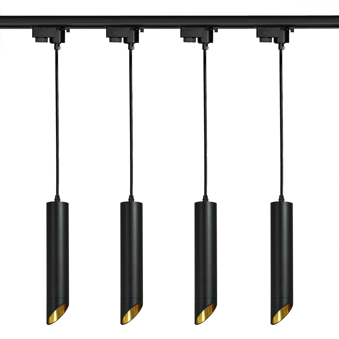 4x Lampa wisząca na szynoprzewód czarno złota 1F + 2x szyna 1m + łącznik wybór