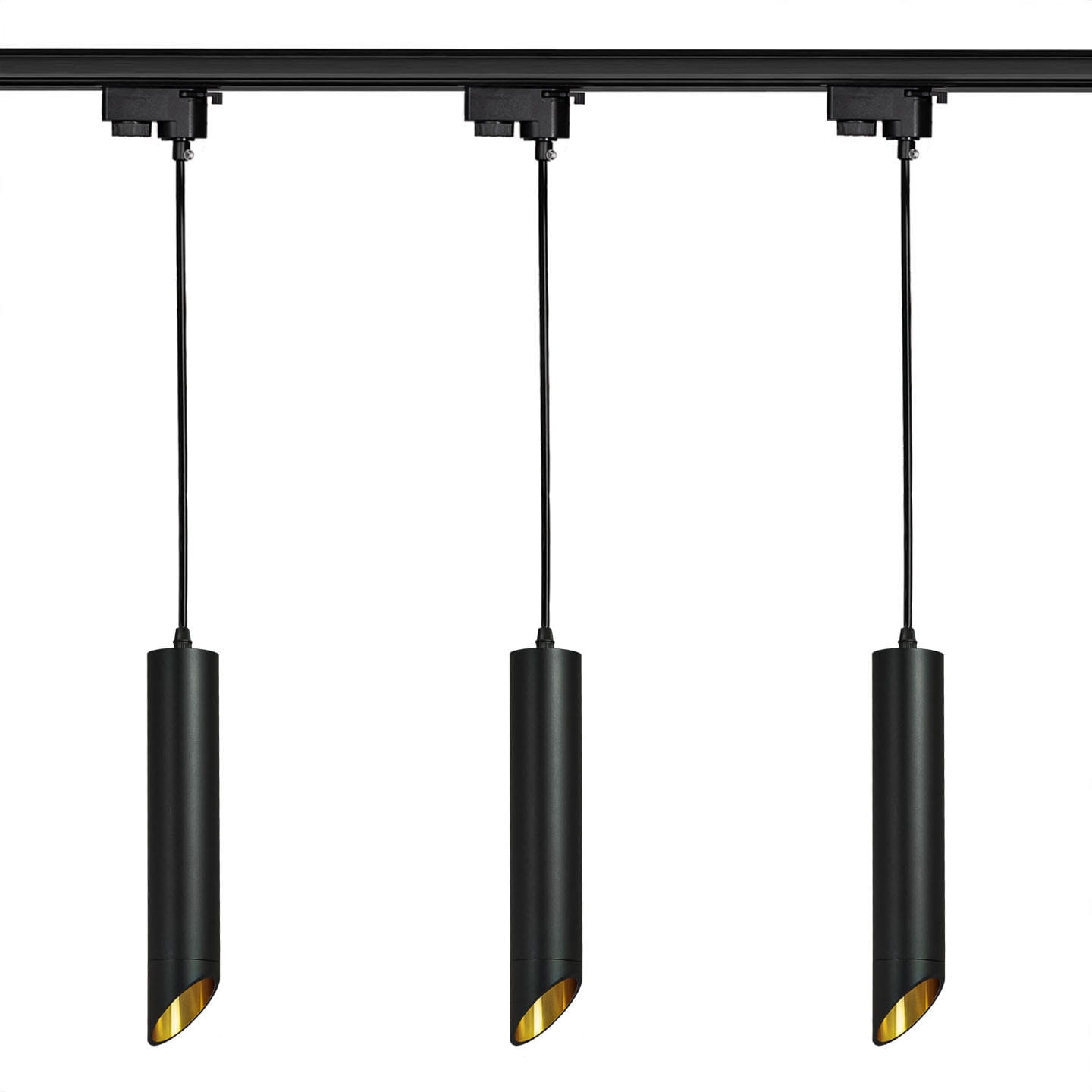 3x Lampa wisząca na szynoprzewód czarno złota 1F + szyna 1m