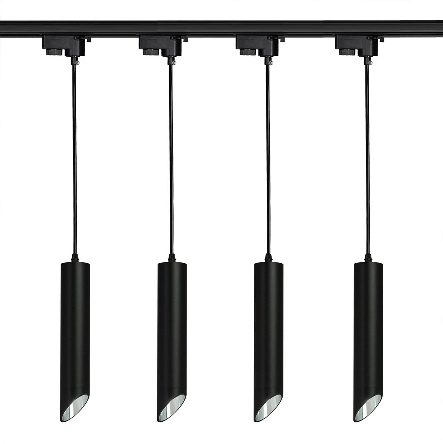 4x Lampa wisząca na szynoprzewód czarno srebrna 1F + 2x szyna 1m + łącznik wybór