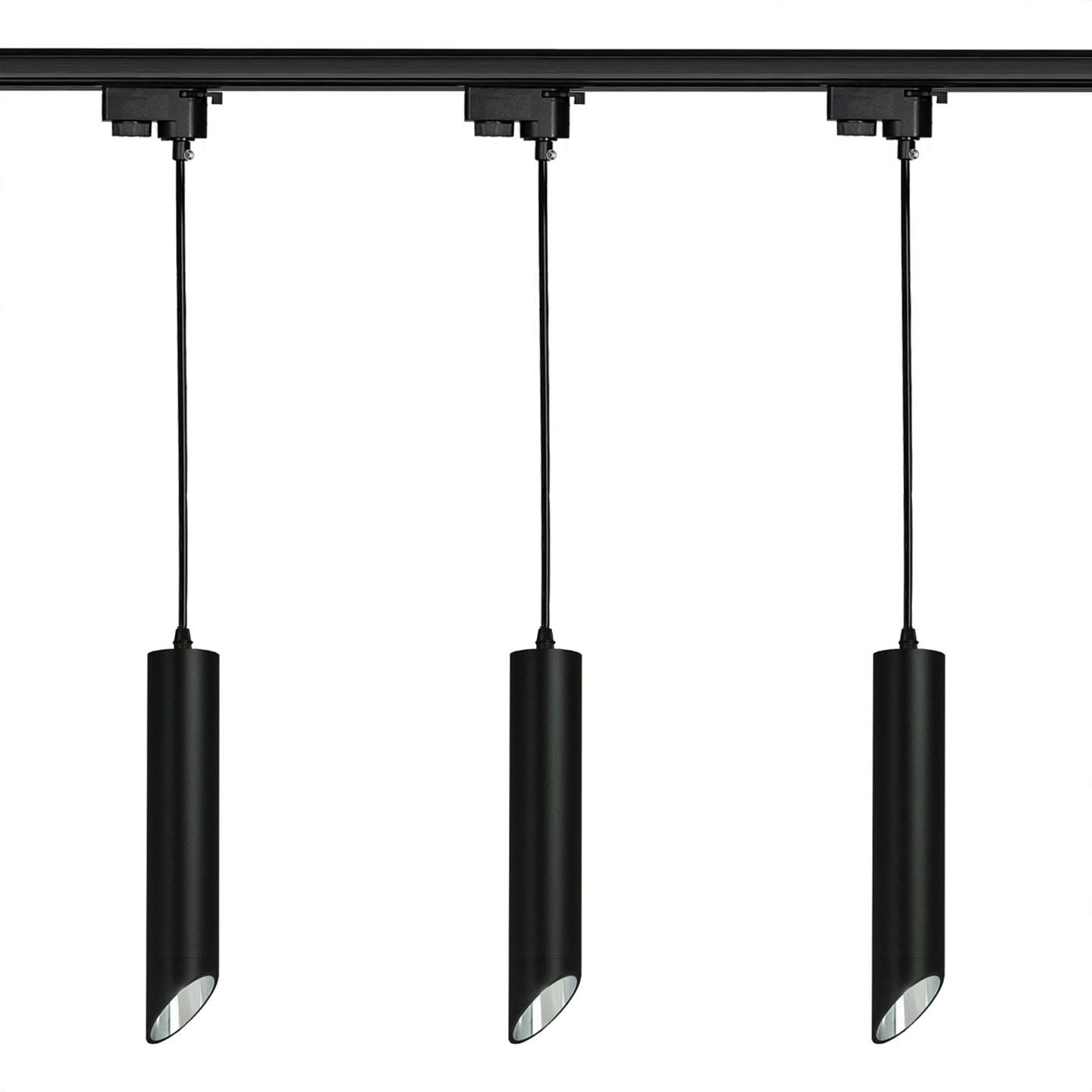 3x Lampa wisząca na szynoprzewód czarno srebrna 1F + szyna 1m