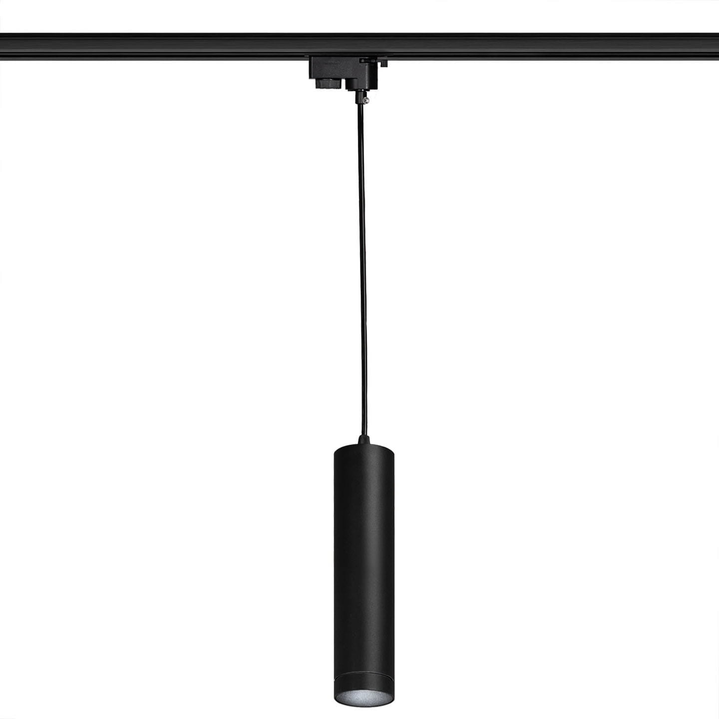 Lampa szynowa wisząca czarna tuba GU10 30cm 1-fazowa