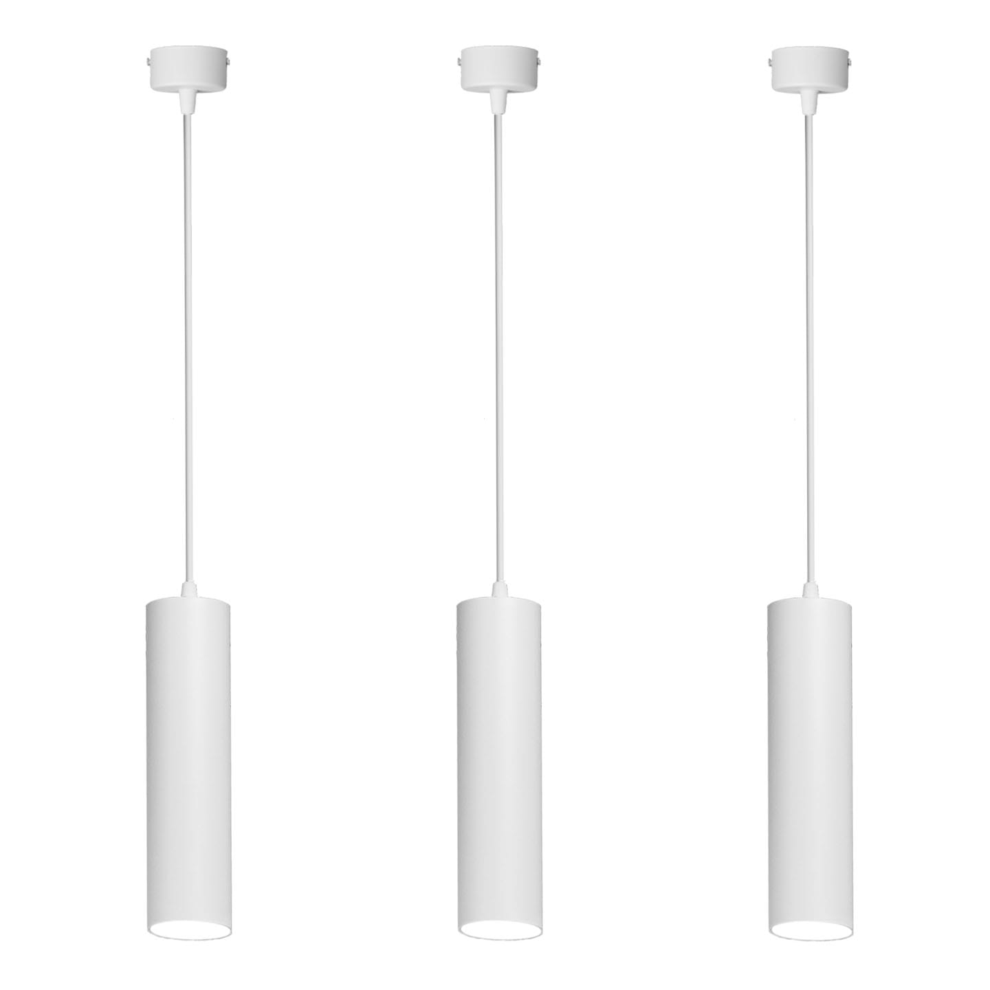 3x Lampa wisząca biała tuba GU10 29cm