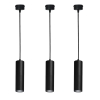 3x Lampa wisząca czarna tuba GU10 24cm