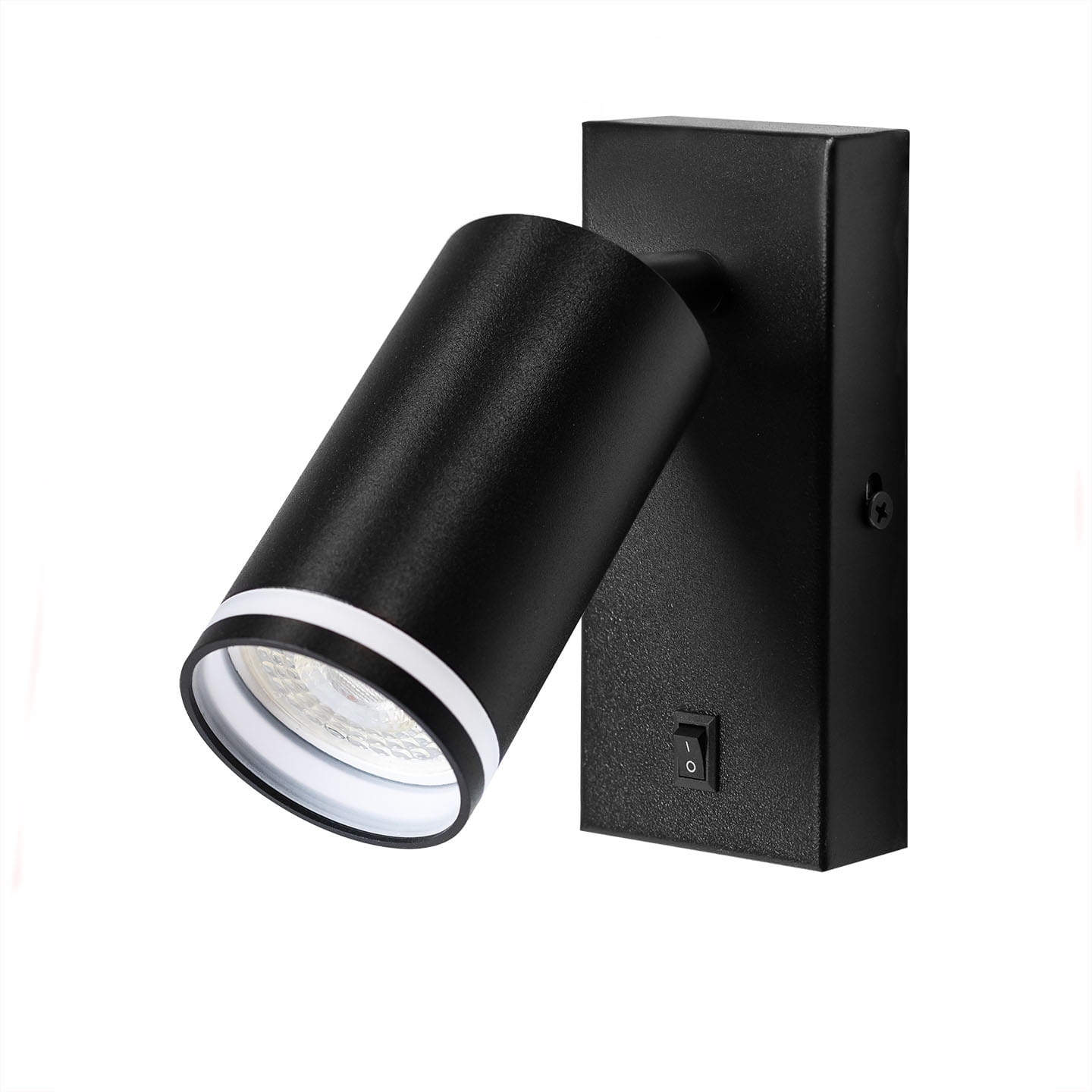 Kinkiet ścienny z włącznikiem czarny RING GU10