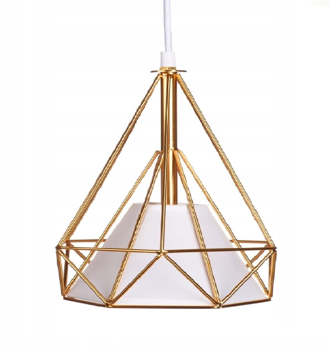 Złota lampa wisząca GEO diament 28cm