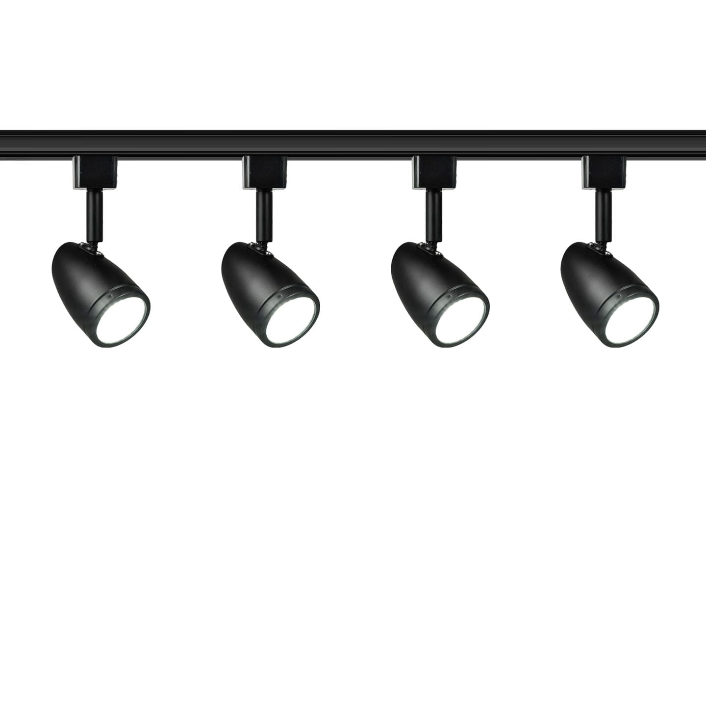 4x Lampa szynowa czarna mini GU10 1-fazowa + 2 szyny 1m + łącznik do wyboru