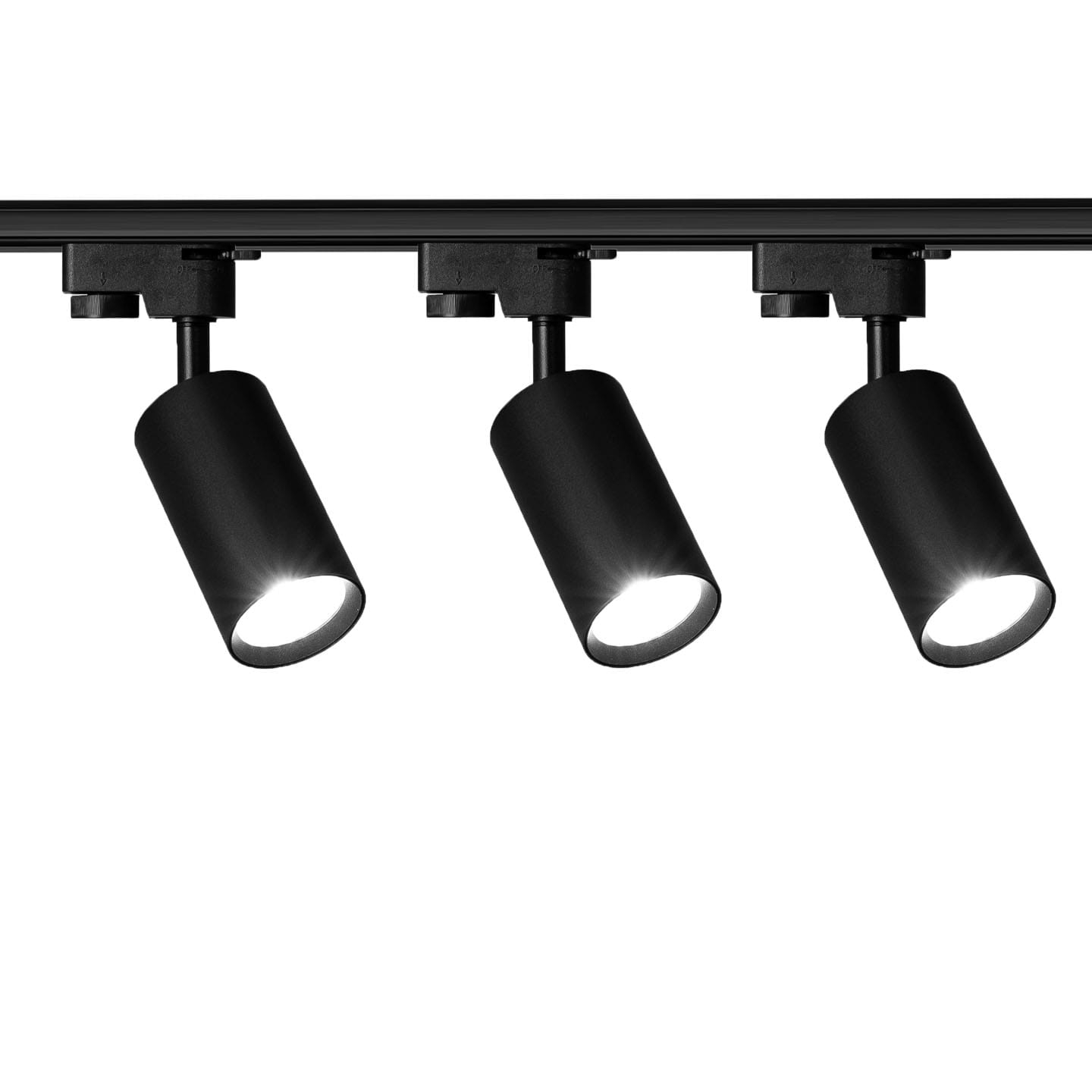 3x Reflektor na szynoprzewód czarny 10cm GU10 1-fazowy + szynoprzewód 1,5m