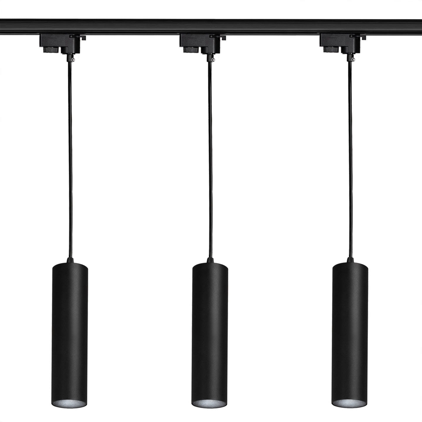 3x Oprawa na szynoprzewód wisząca czarna 30cm TRA GU10 1-fazowa + szynoprzewód 1m