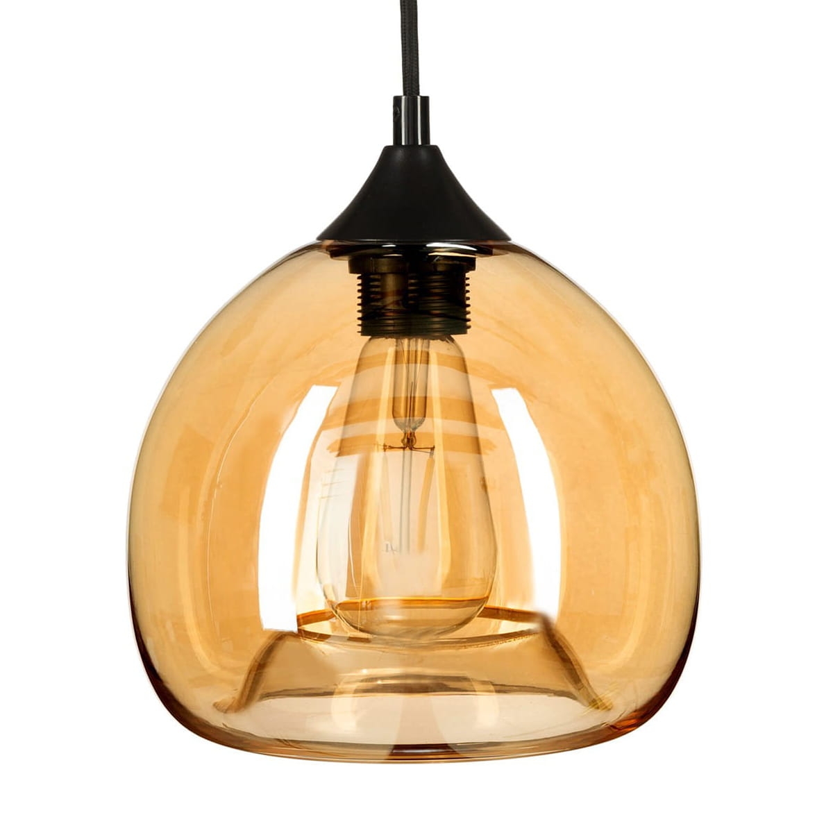 Lampa wisząca kula szklana ONYX bursztynowa