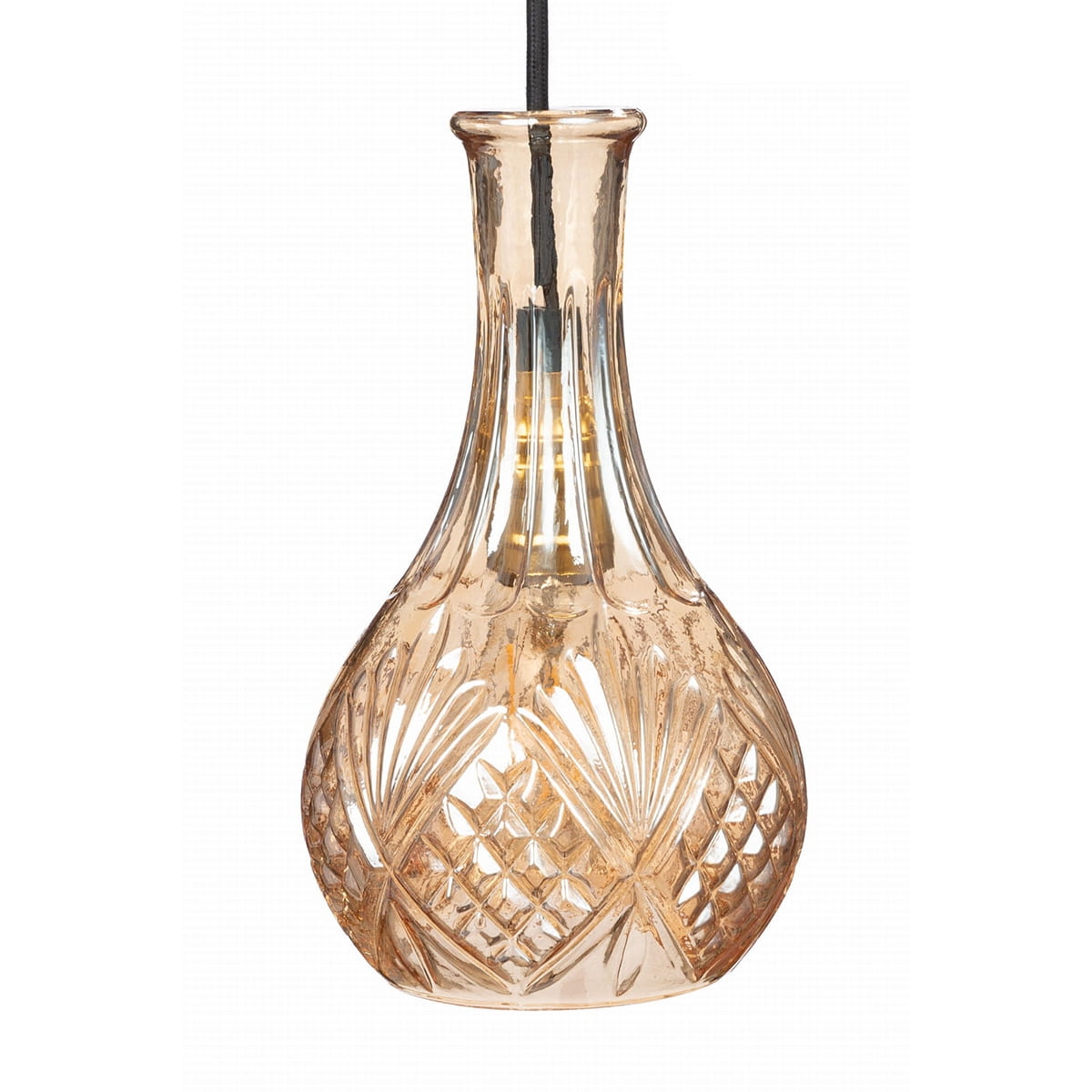 Lampa wisząca kryształowa szklana karafka bursztynowa