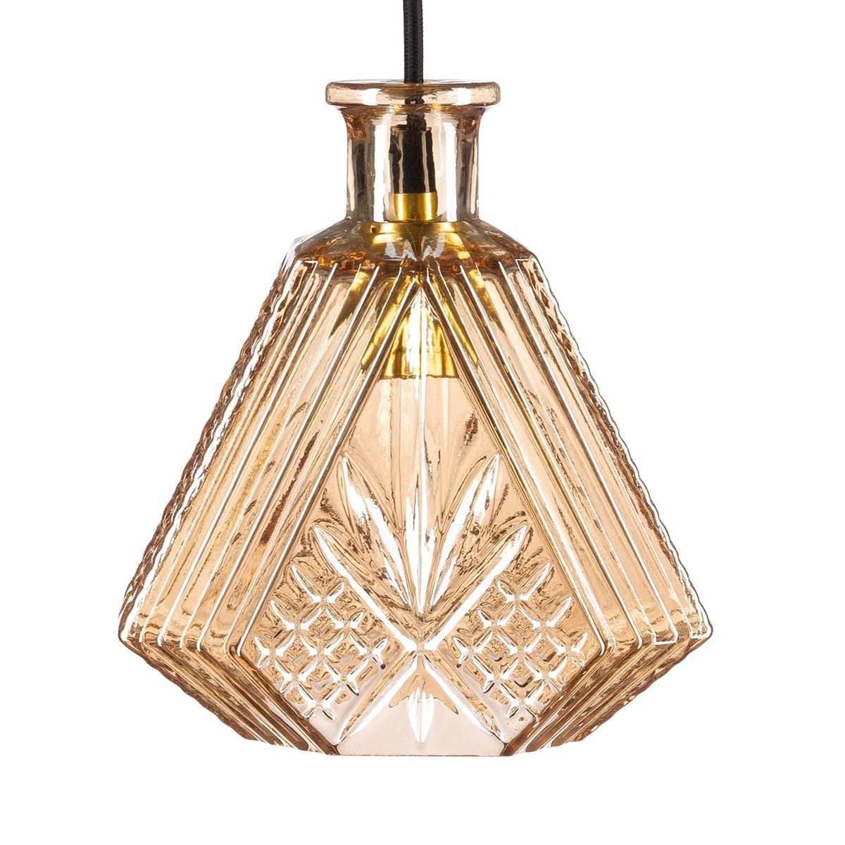 Lampa wisząca kryształowa szklana bursztynowa