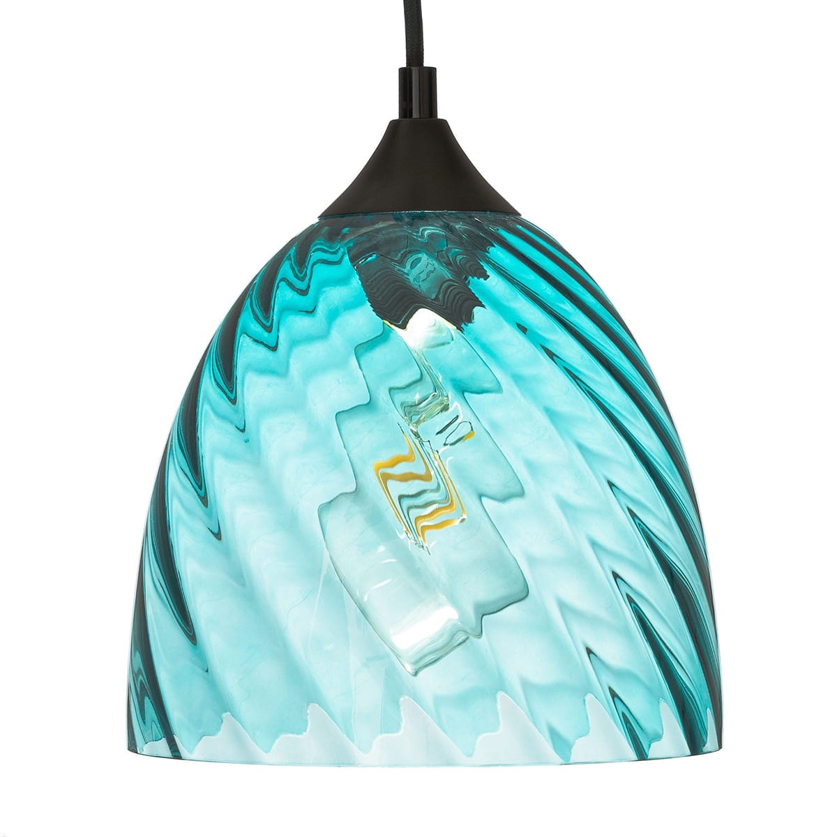 Lampa wisząca szklana kopuła VELA niebieska