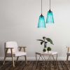 Lampa wisząca szklana stożek VELA niebieska